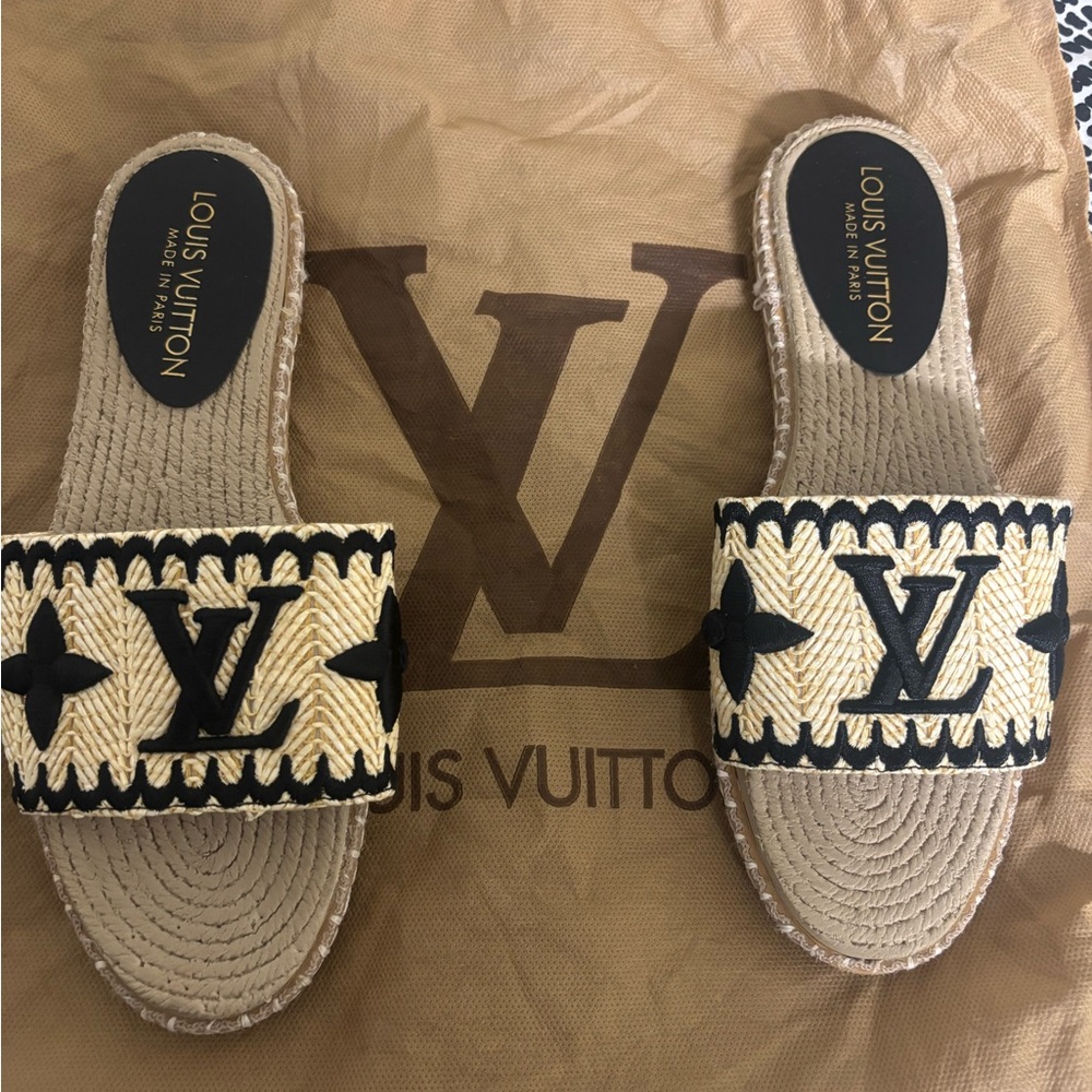 Louis Vuitton Black and Tan Women's Sandals